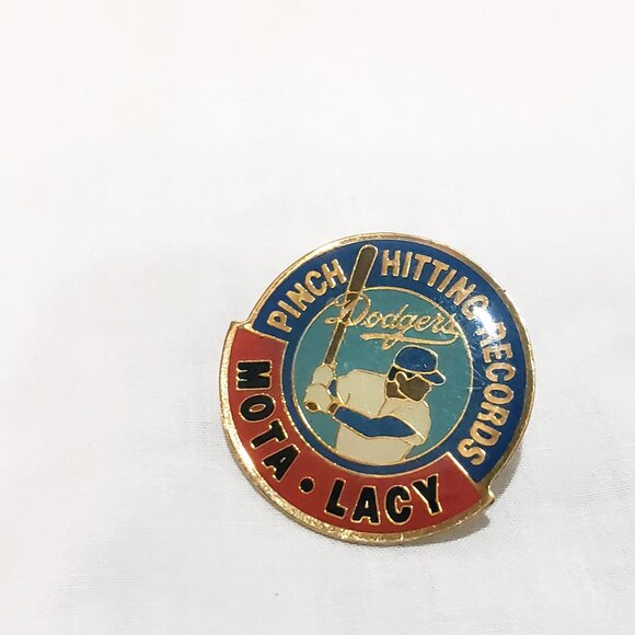 Los Angeles Dodgers Pinch Hitting Record Manny Mota Lee Lacy Pin Baseball 1" - Picture 2 of 4